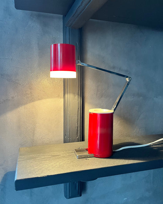 60s adjustable red desk lamp by Lloyd