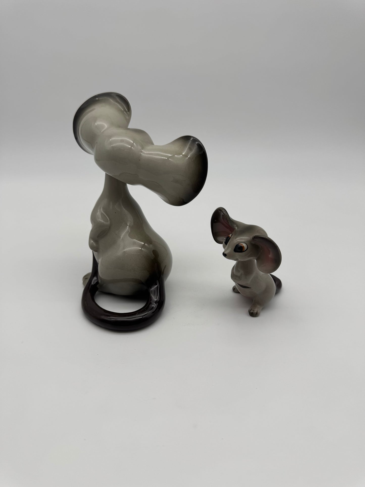 Vintage Norcrest big ear mouse nodders ceramic japan bobblehead (set of 2)