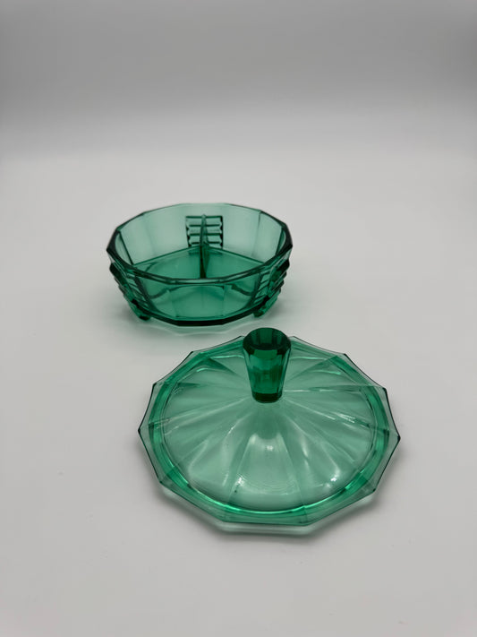 Art Deco stijl schaal met deksel en 3 vakken