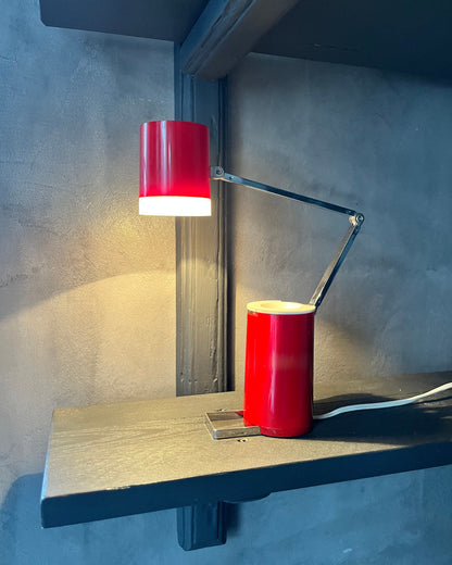 60s adjustable red desk lamp by Lloyd
