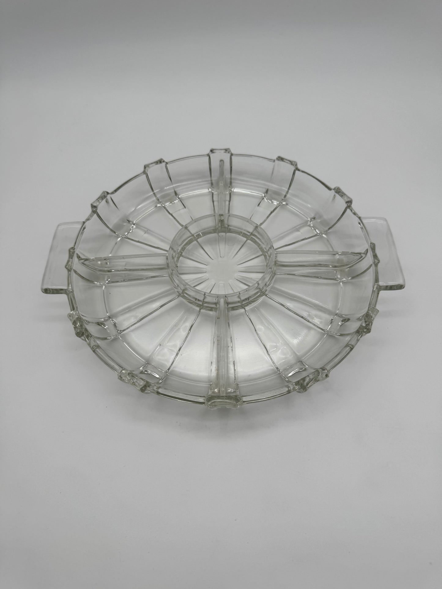 Vintage helder glazen snackschaal persglas