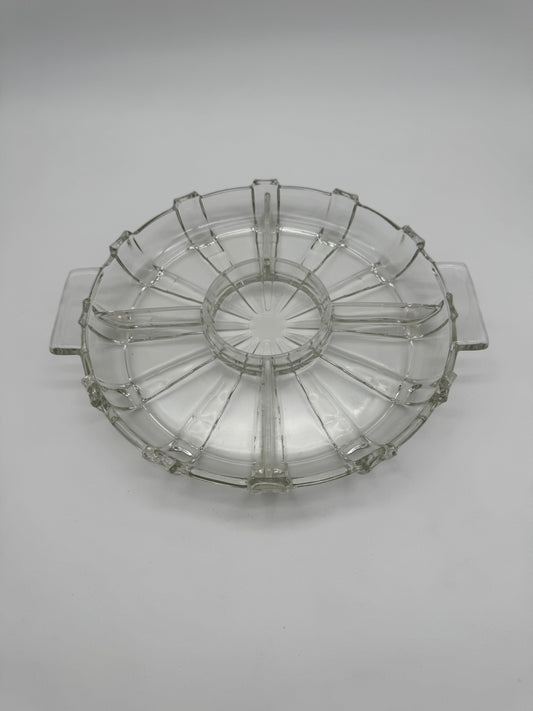 Vintage helder glazen snackschaal persglas