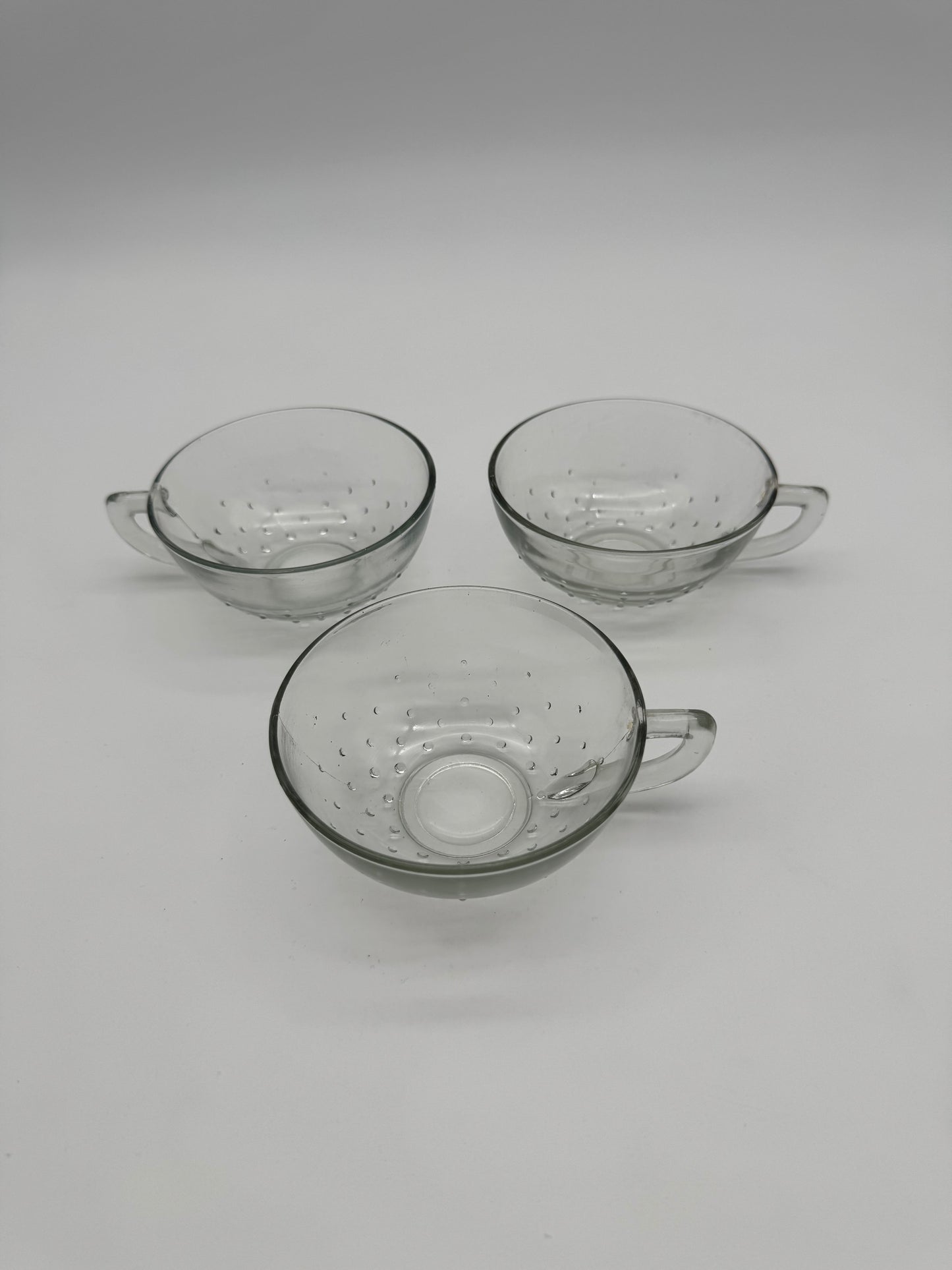 Vintage glazen thee/bowl glazen met stip patroon - set 3 stuks