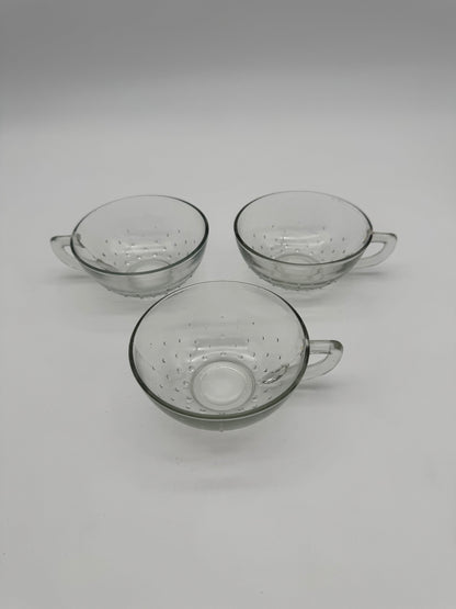 Vintage glazen thee/bowl glazen met stip patroon - set 3 stuks