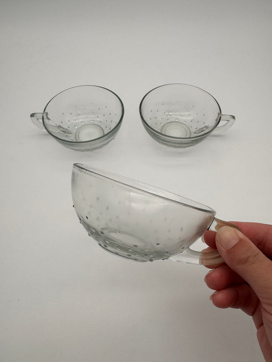 Vintage glazen thee/bowl glazen met stip patroon - set 3 stuks