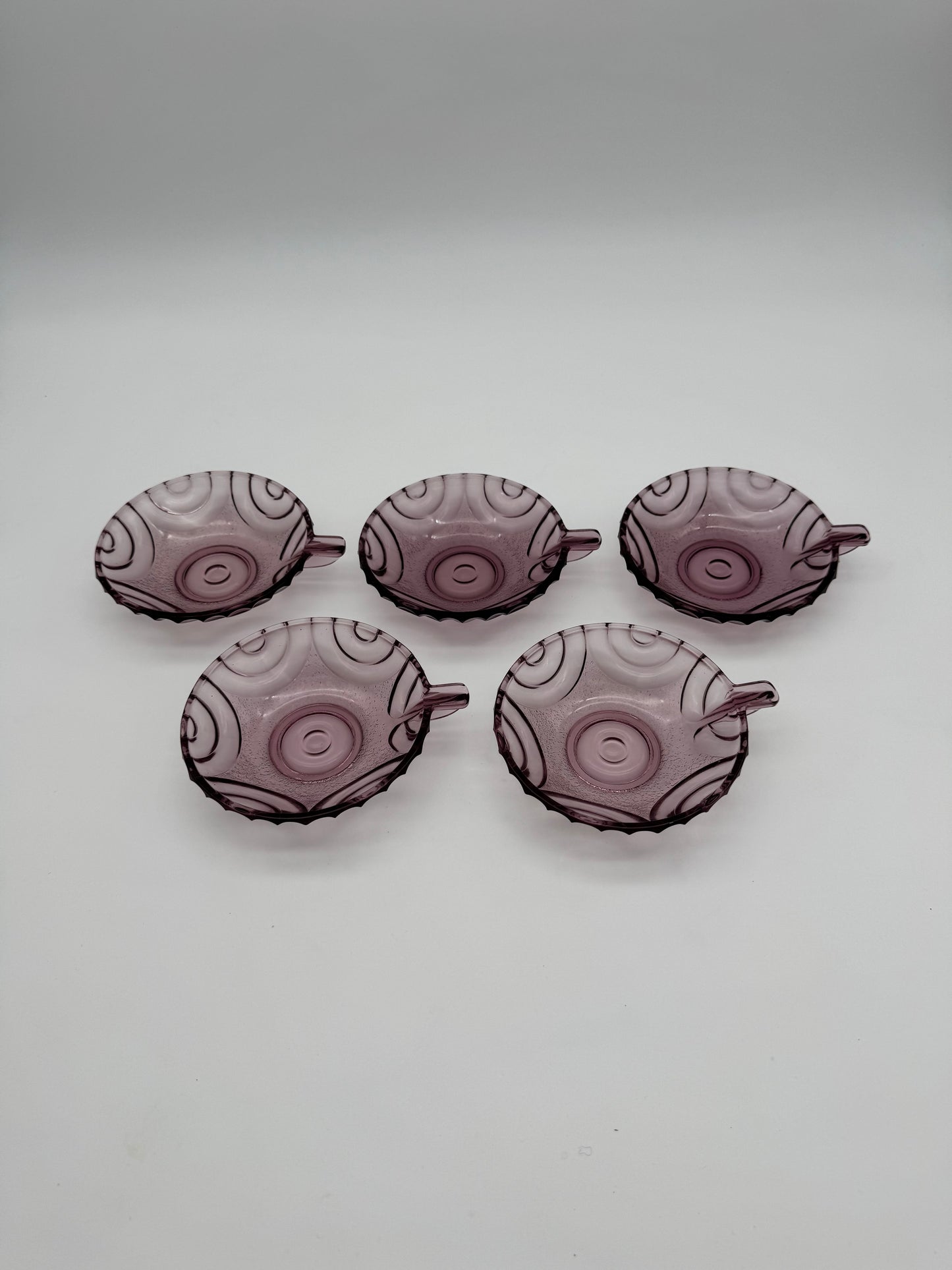 Depression glass of Art Deco - 5 stuks paars