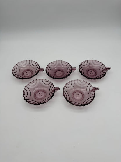 Depression glass of Art Deco - 5 stuks paars