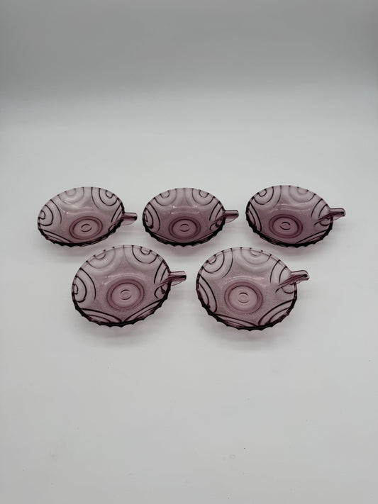 Depression glass of Art Deco - 5 stuks paars