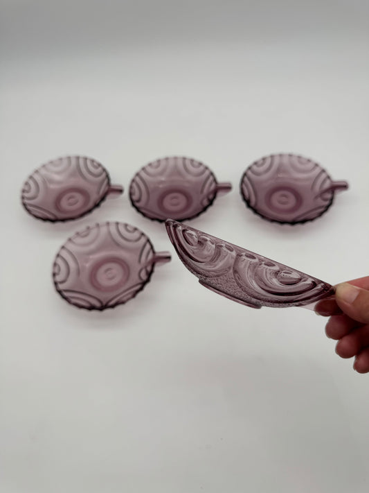 Depression glass of Art Deco - 5 stuks paars