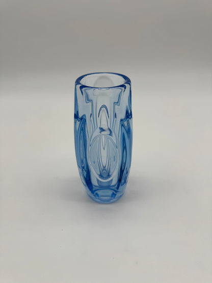 Rosice Glassworks azuur blauwe lensvaas - Rodolf Schrotter