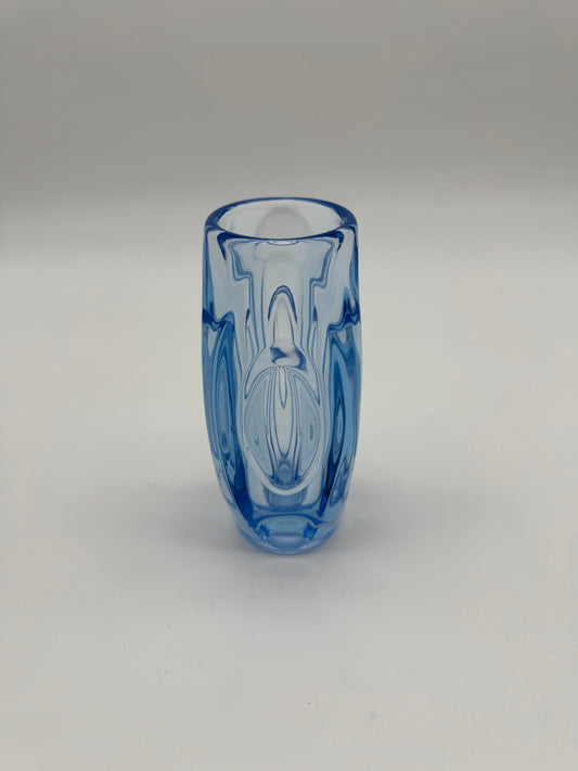 Rosice Glassworks azuur blauwe lensvaas - Rodolf Schrotter