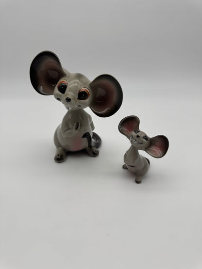 Vintage Norcrest big ear mouse nodders ceramic japan bobblehead (set of 2)