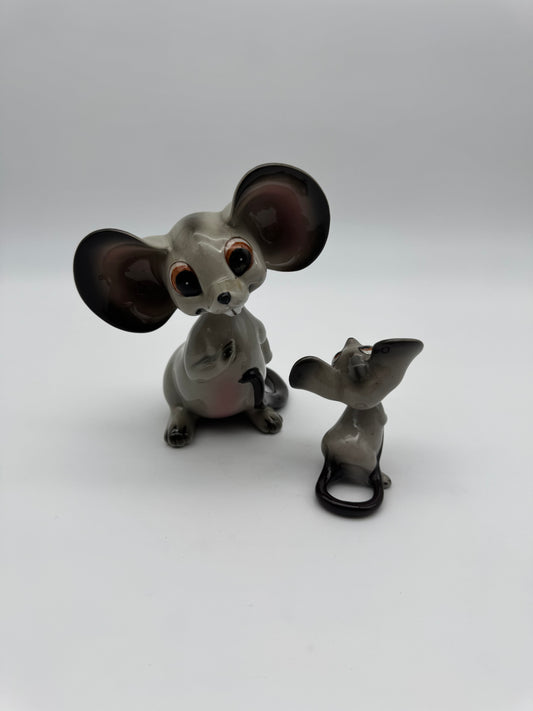 Vintage Norcrest big ear mouse nodders ceramic japan bobblehead (set of 2)