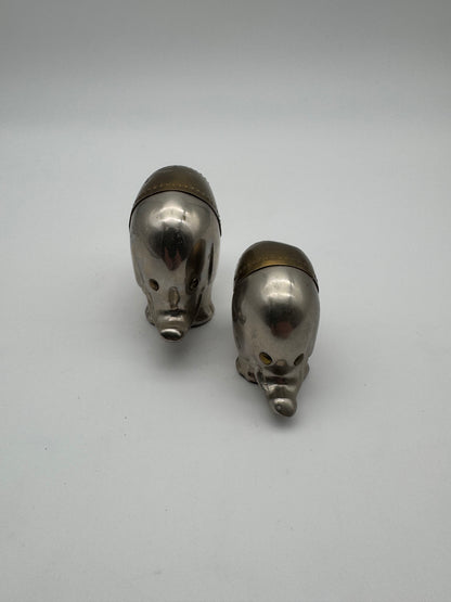 Vintage metalen olifantjes - set van 2 stuks