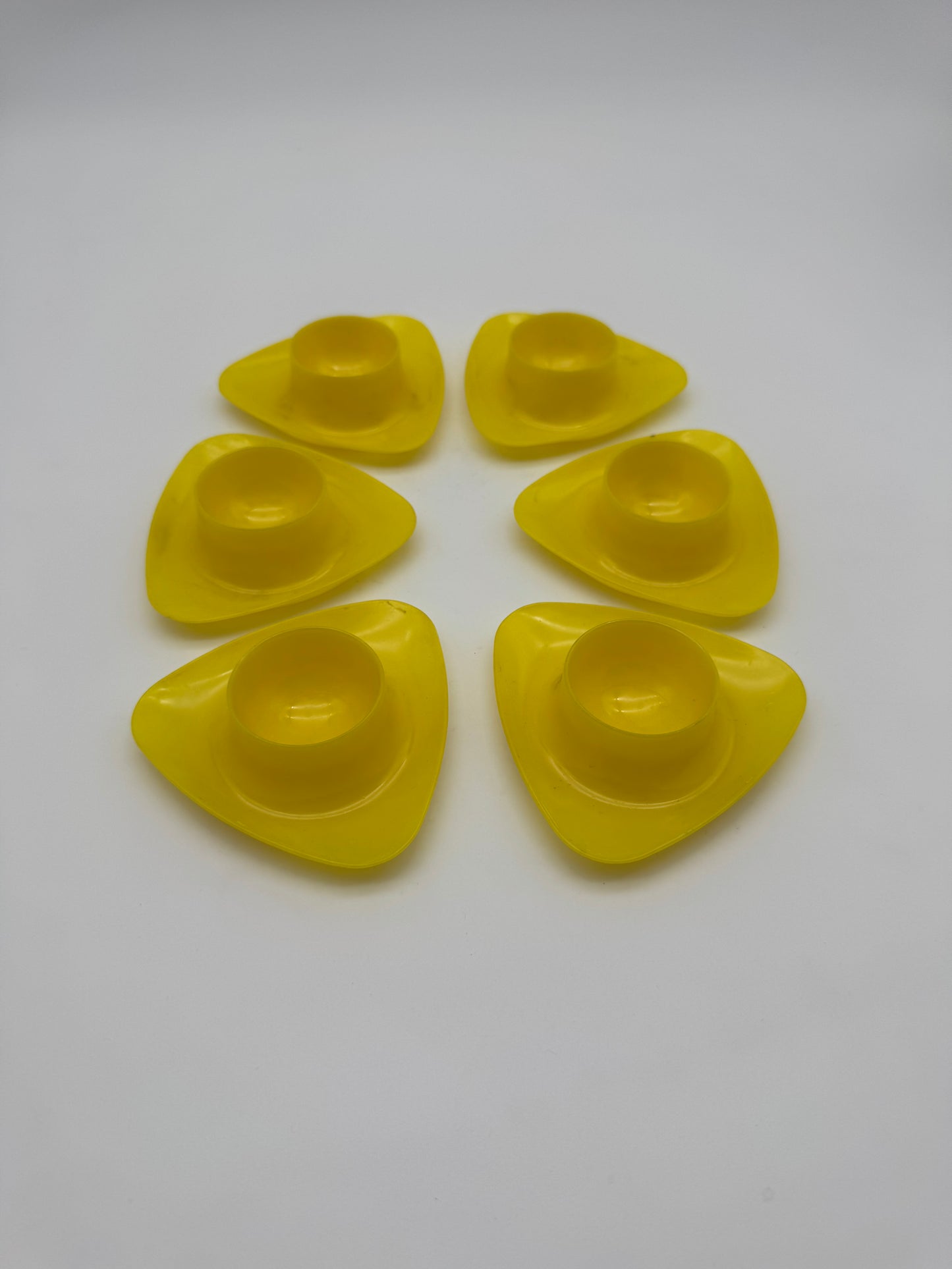 Vintage eierdoppen geel 6 stuks