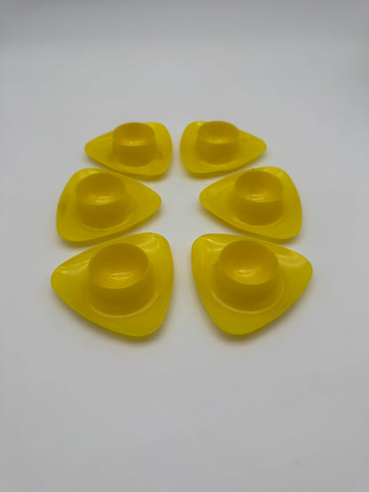 Vintage eierdoppen geel 6 stuks