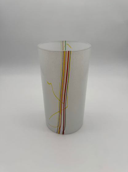 Gesigneerd Bertil Vallien regenboog vaas voor Kosta Boda vintage zweeds glas