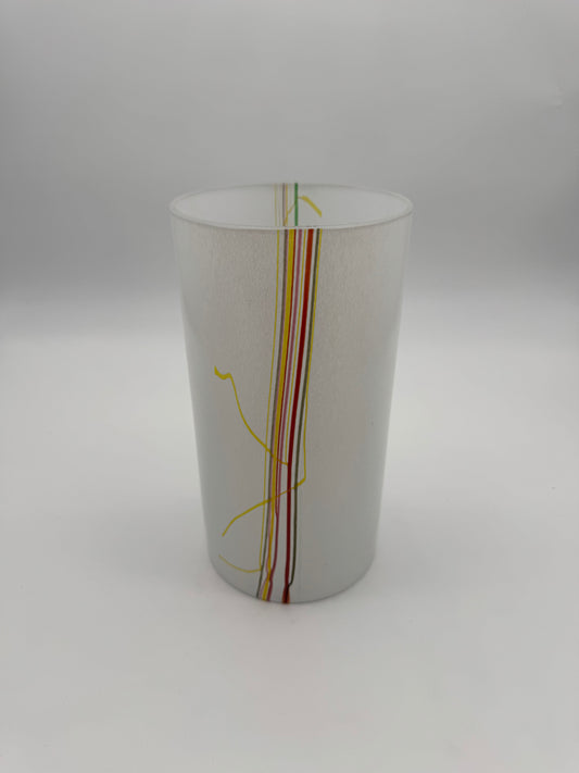 Gesigneerd Bertil Vallien regenboog vaas voor Kosta Boda vintage zweeds glas