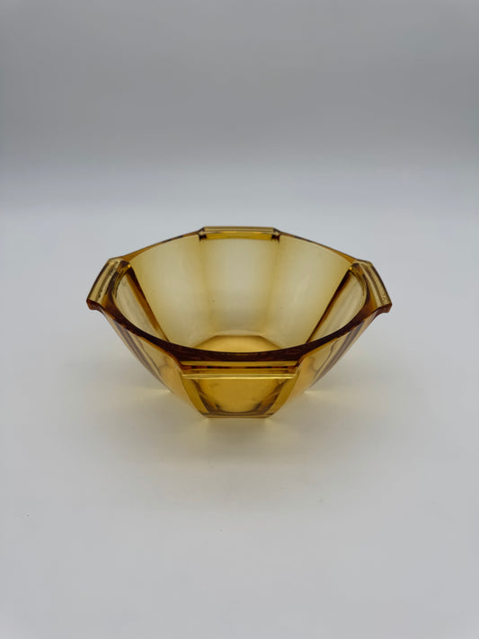 Vintage schaal geel glas diameter 20 cm