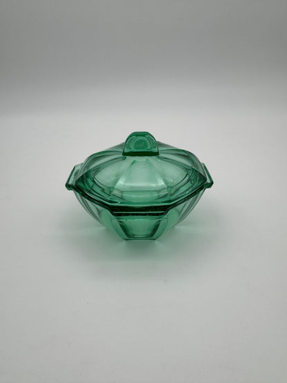 Schaaltje met deksel groen glas