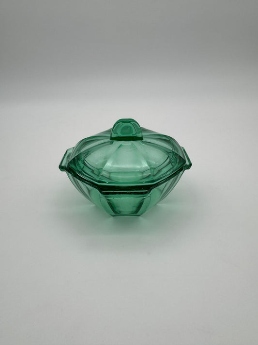Schaaltje met deksel groen glas