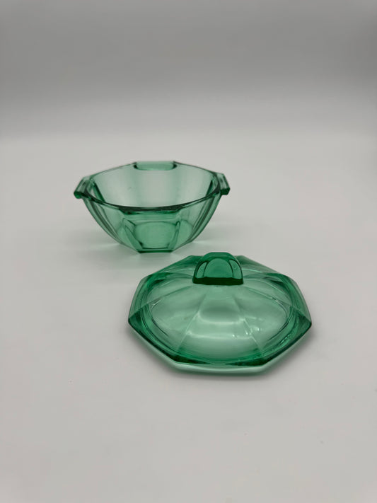Schaaltje met deksel groen glas