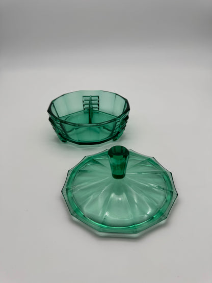 Art Deco stijl schaal met deksel en 3 vakken