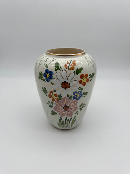 Vintage handbeschilderde vaas met bloemmotief
