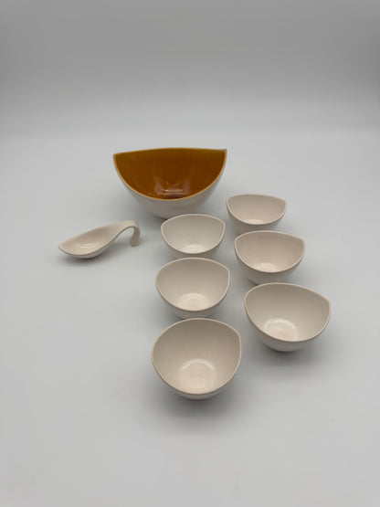 Vintage pinda set 'Tulp' serie room wit met geel