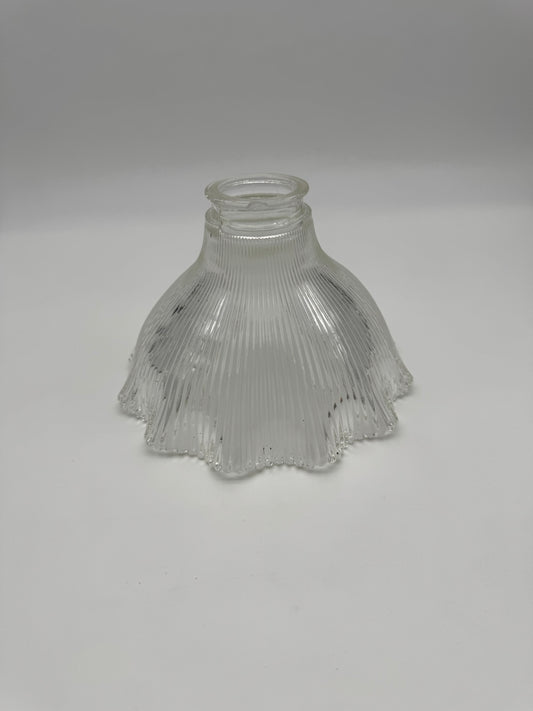 Vintage glazen lampenkap - holophane glas met gegolfde rand