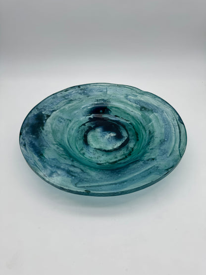 Glazen schaal turquoise/blauw - glas object