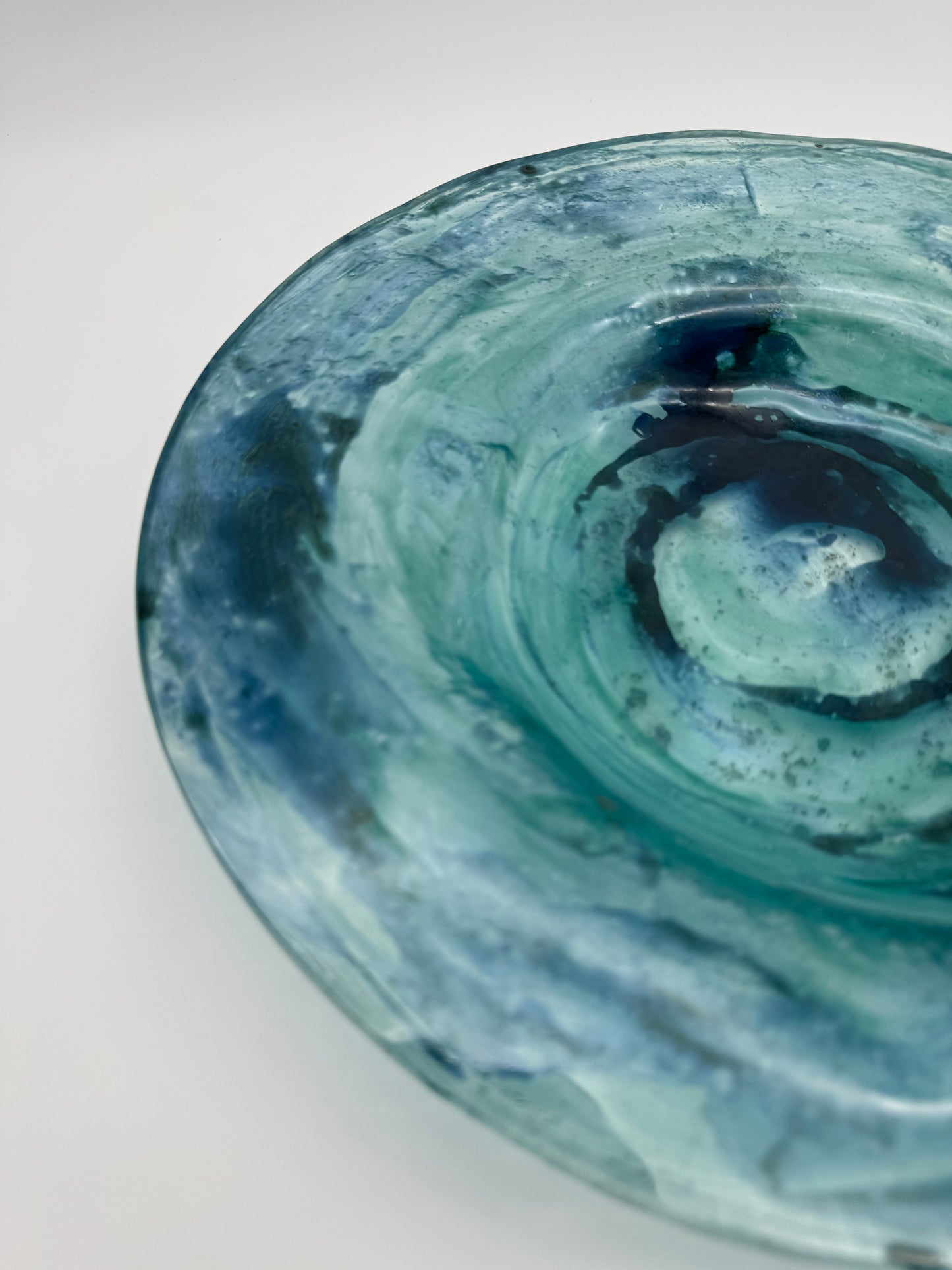 Glazen schaal turquoise/blauw - glas object