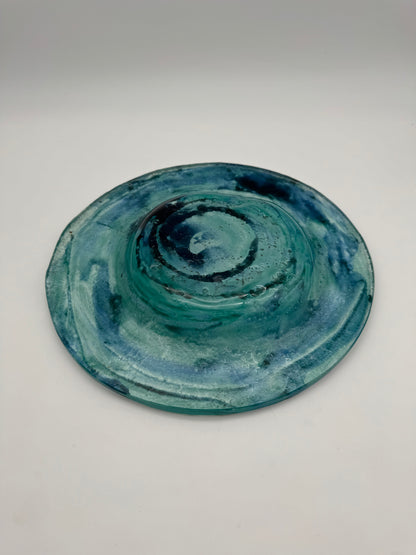Glazen schaal turquoise/blauw - glas object