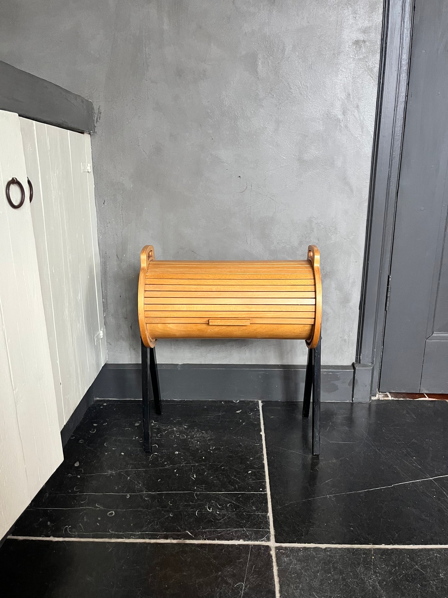 60s Design roll top cabinet sewing box