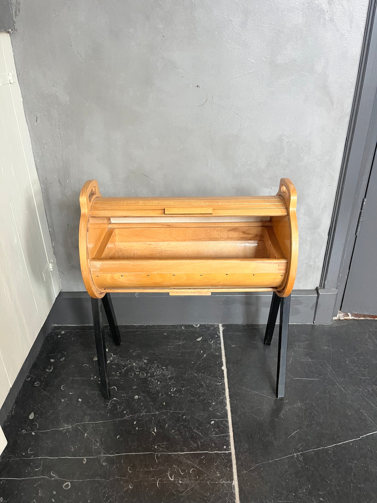 60s Design roll top cabinet sewing box