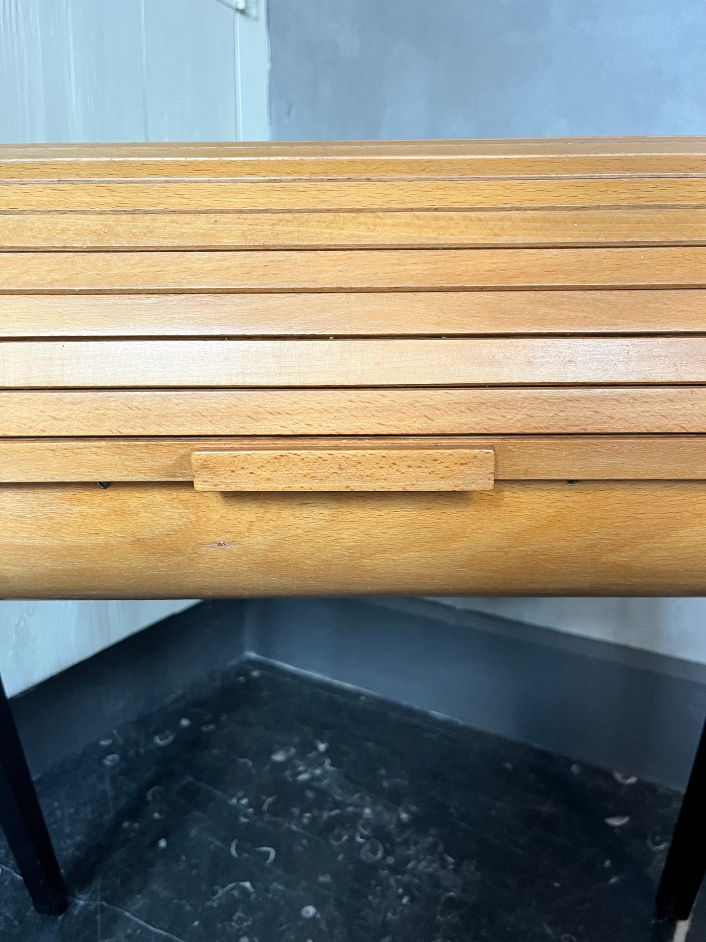 60s Design roll top cabinet sewing box