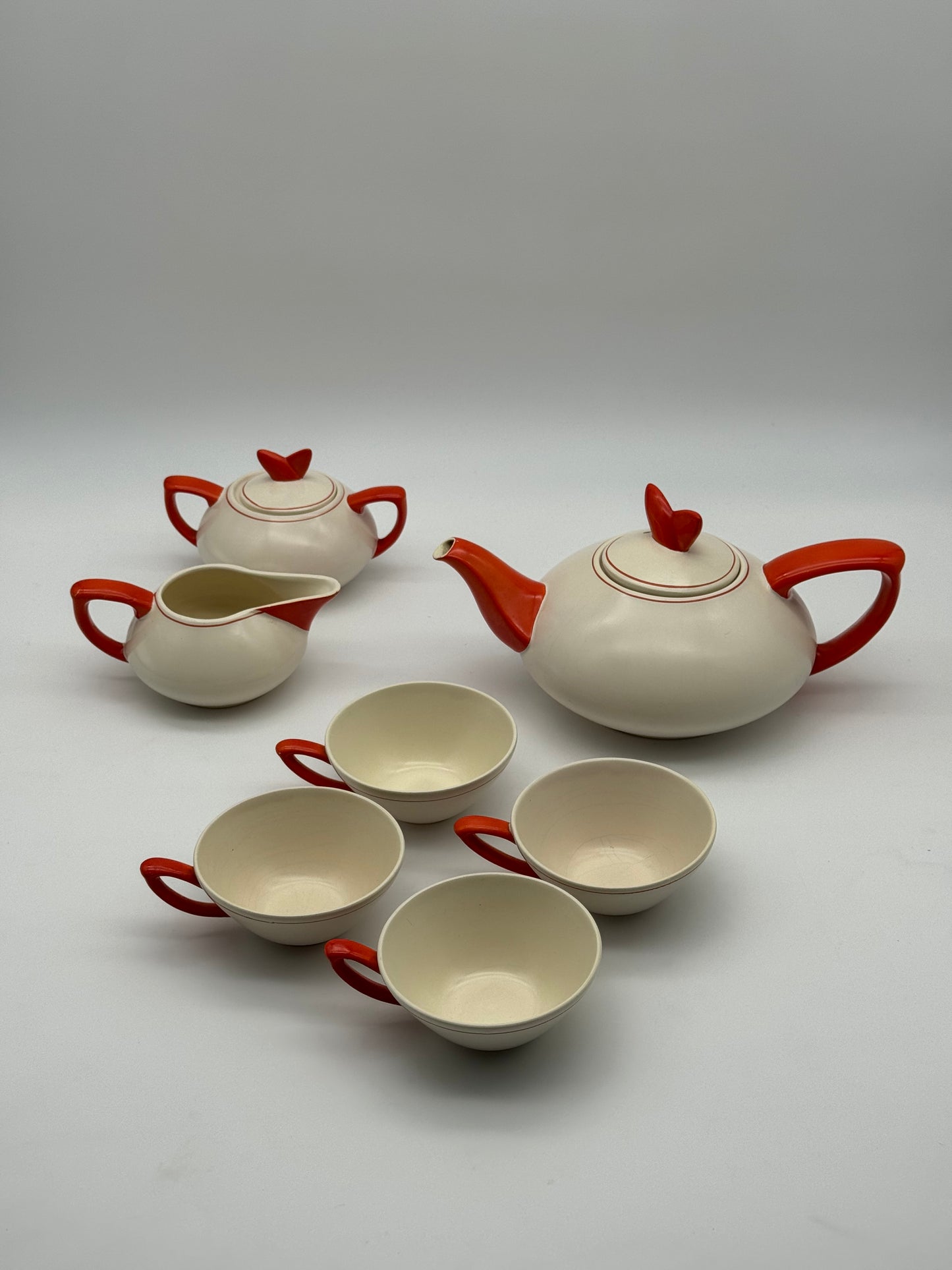 Vintage Bristol Plateel oranje theeservies - jaren 1950's - complete set