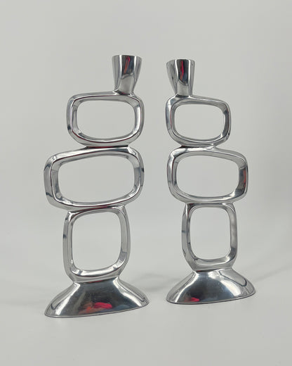 80s CIRCLE Candlesticks By Matthew Hilton (set van 2)