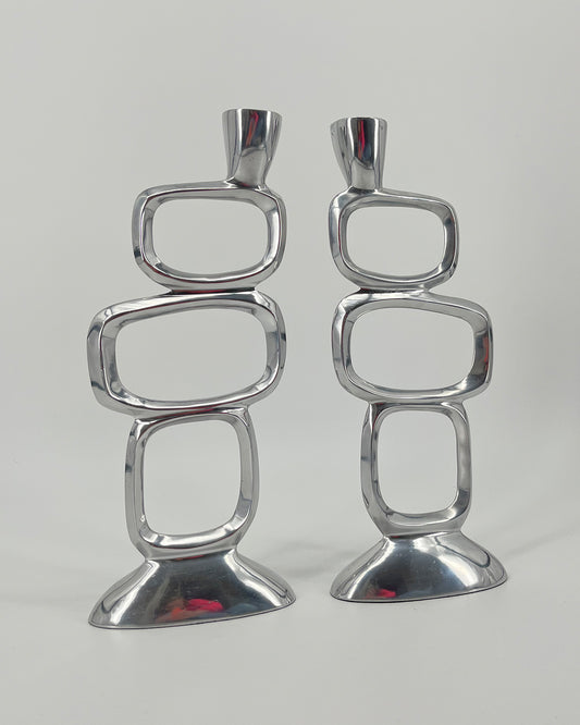 80s CIRCLE Candlesticks By Matthew Hilton (set van 2)