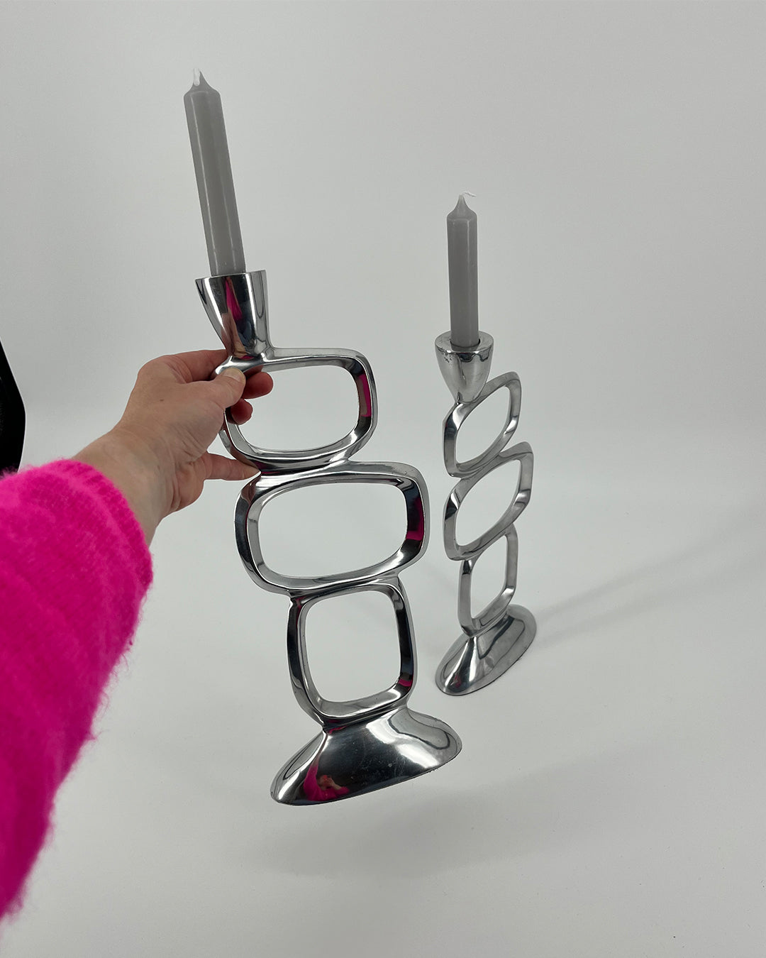 80s CIRCLE Candlesticks By Matthew Hilton (set van 2)